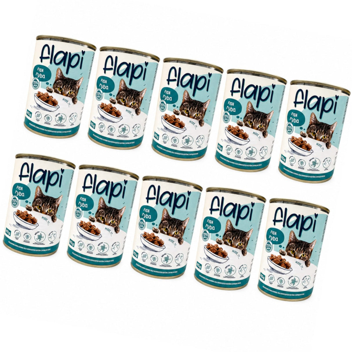 Produkt Flapi 10x Karma dla kota FLAPI Kawałki z rybą w sosie 415g K_005480_10