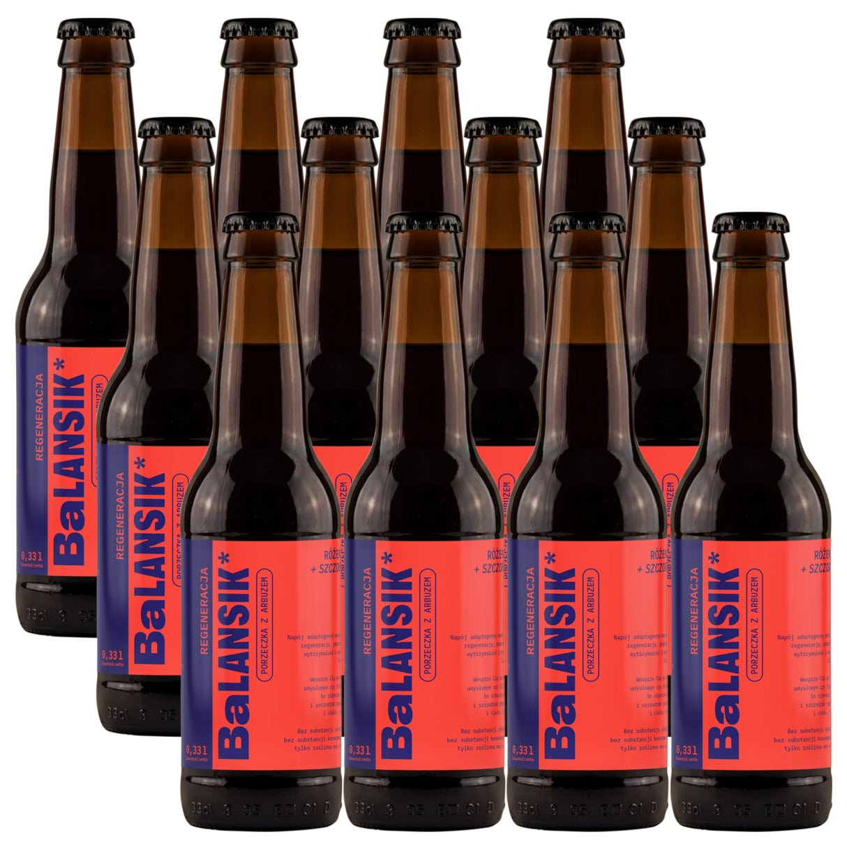 Produkt BALANSIK - YRGH sp. z o.o. 12x Napój BALANSIK Porzeczka Arbuz Butelka 0,33l K_005396_12