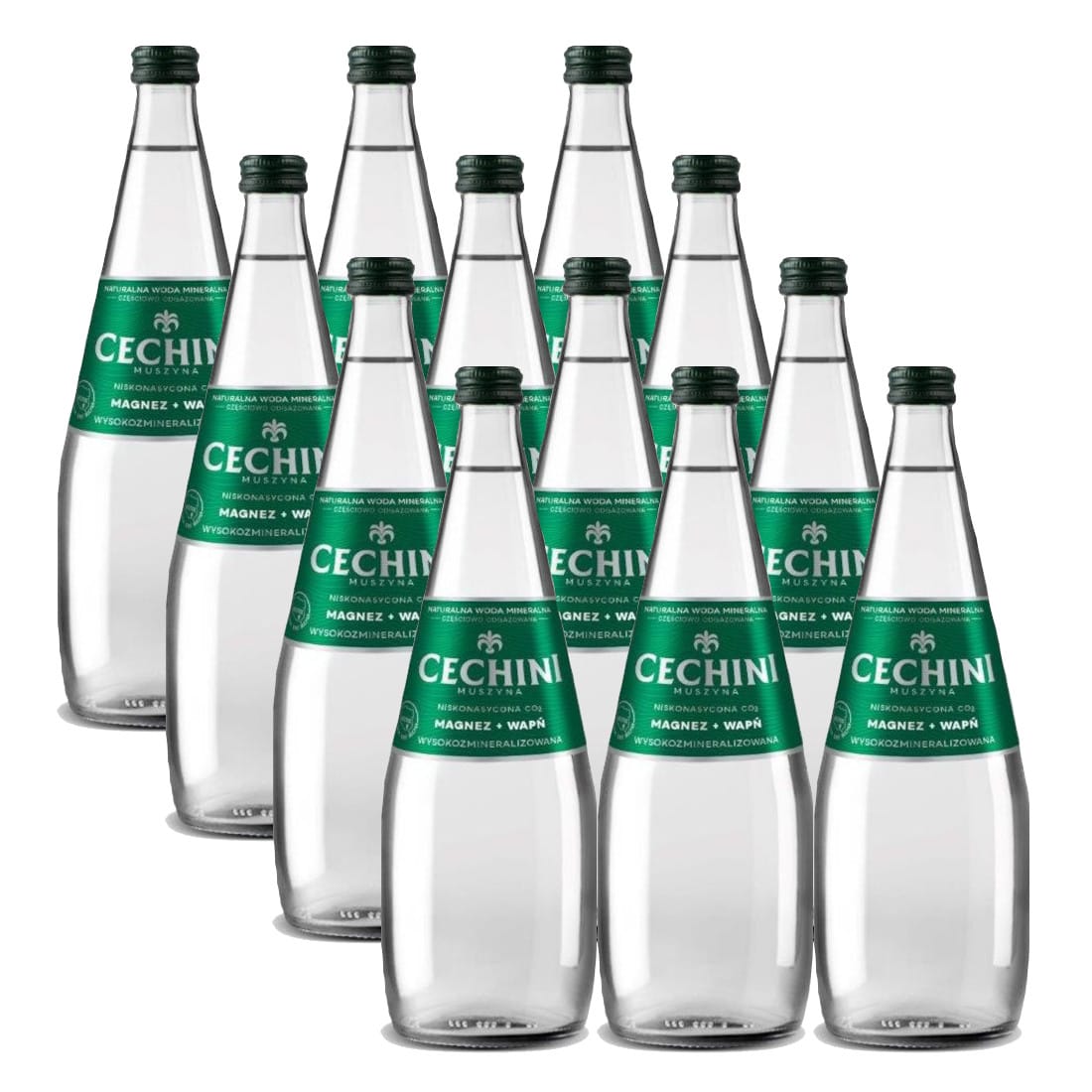 Produkt CECHINI MUSZYNA 12x Woda niskonasycona CECHINI MUSZYNA wysokozmineralizowana - szklana 0,7l K_004801_12