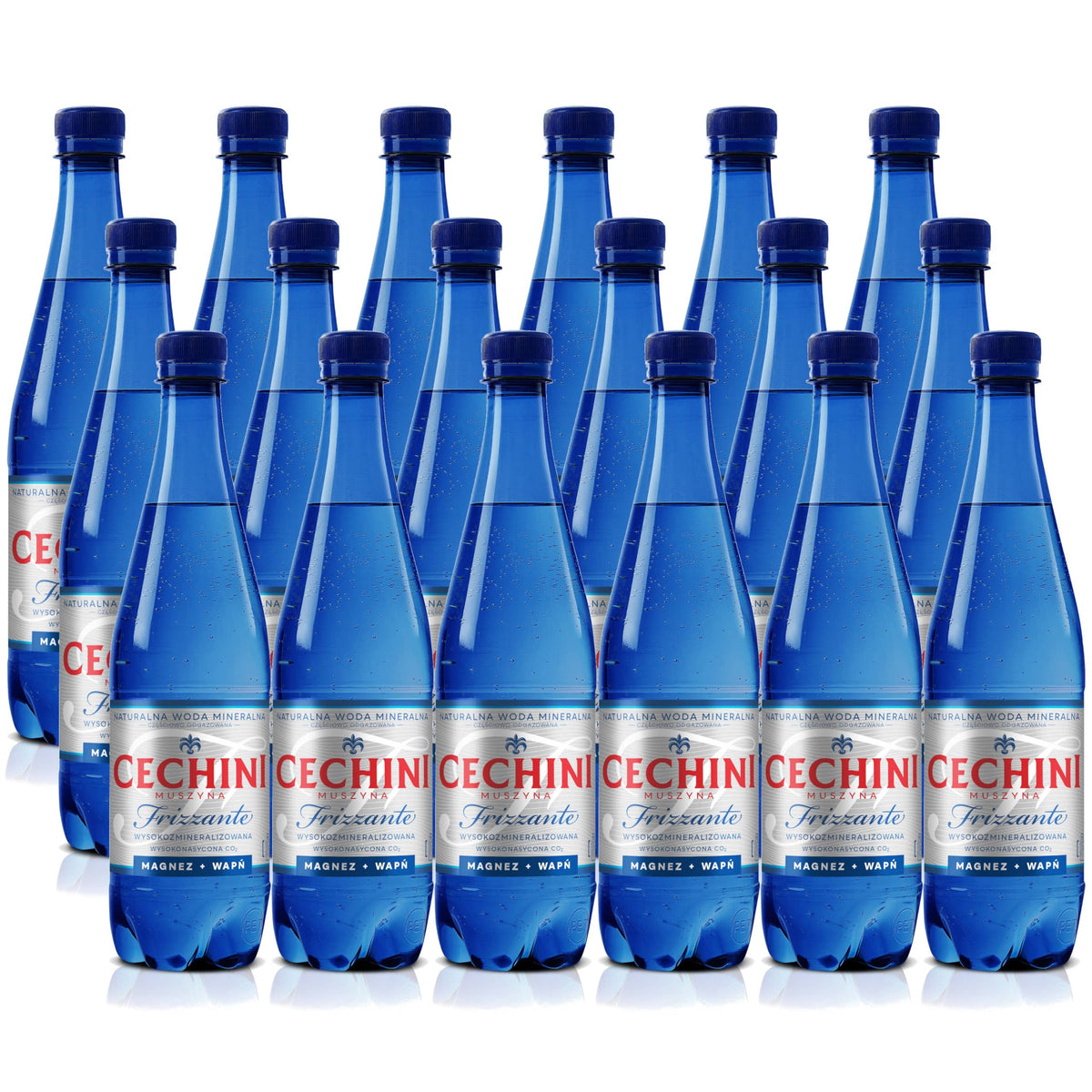 Produkt CECHINI MUSZYNA 18x Woda wysokonasycona CECHINI MUSZYNA Frizzante mineralna 0,75l kaucja K_004815_18