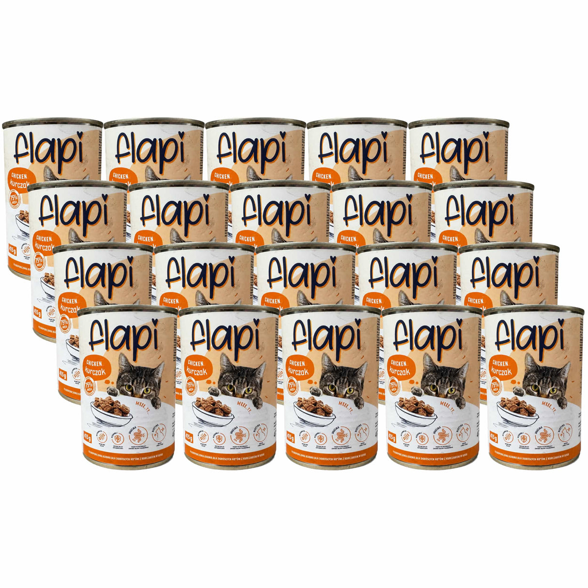 Produkt Flapi 20x Karma dla kota FLAPI Kawałki z kurczakiem w sosie 415g K_005441_20