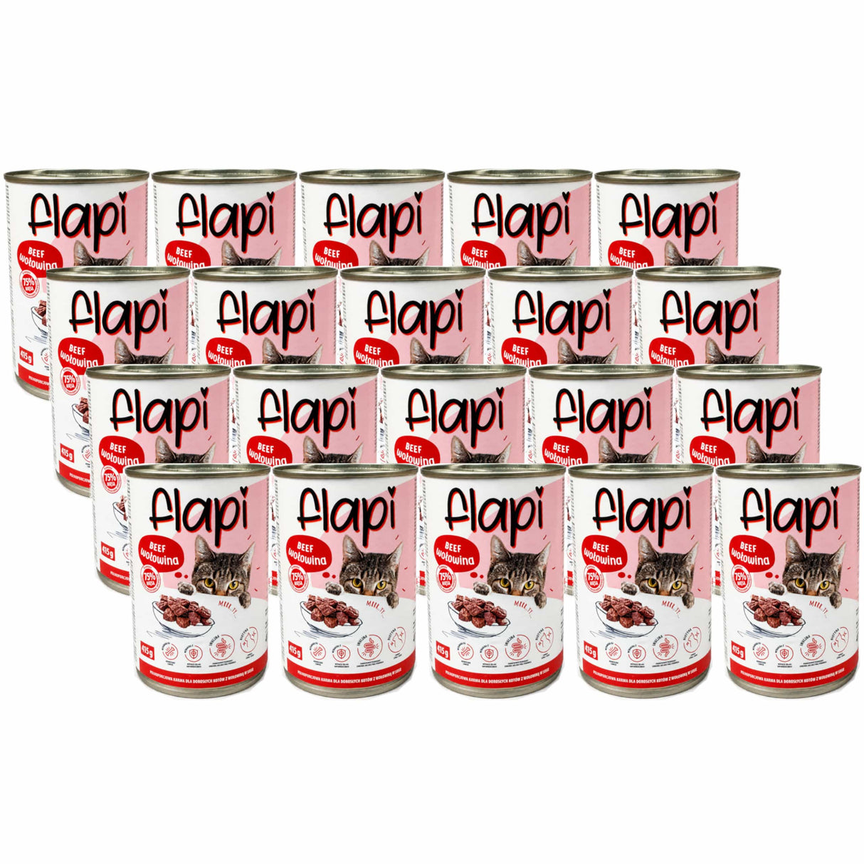 Produkt Flapi 20x Karma dla kota FLAPI Kawałki z wołowiną w sosie 415g K_005479_20
