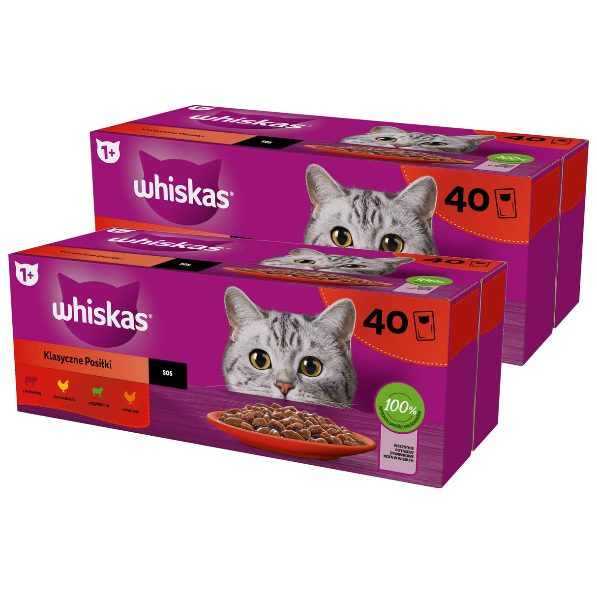 Produkt WHISKAS 2x Karma mokra dla kota WHISKAS Klasyczne przysmaki w sosie Mix 40x85 g K_038637_2