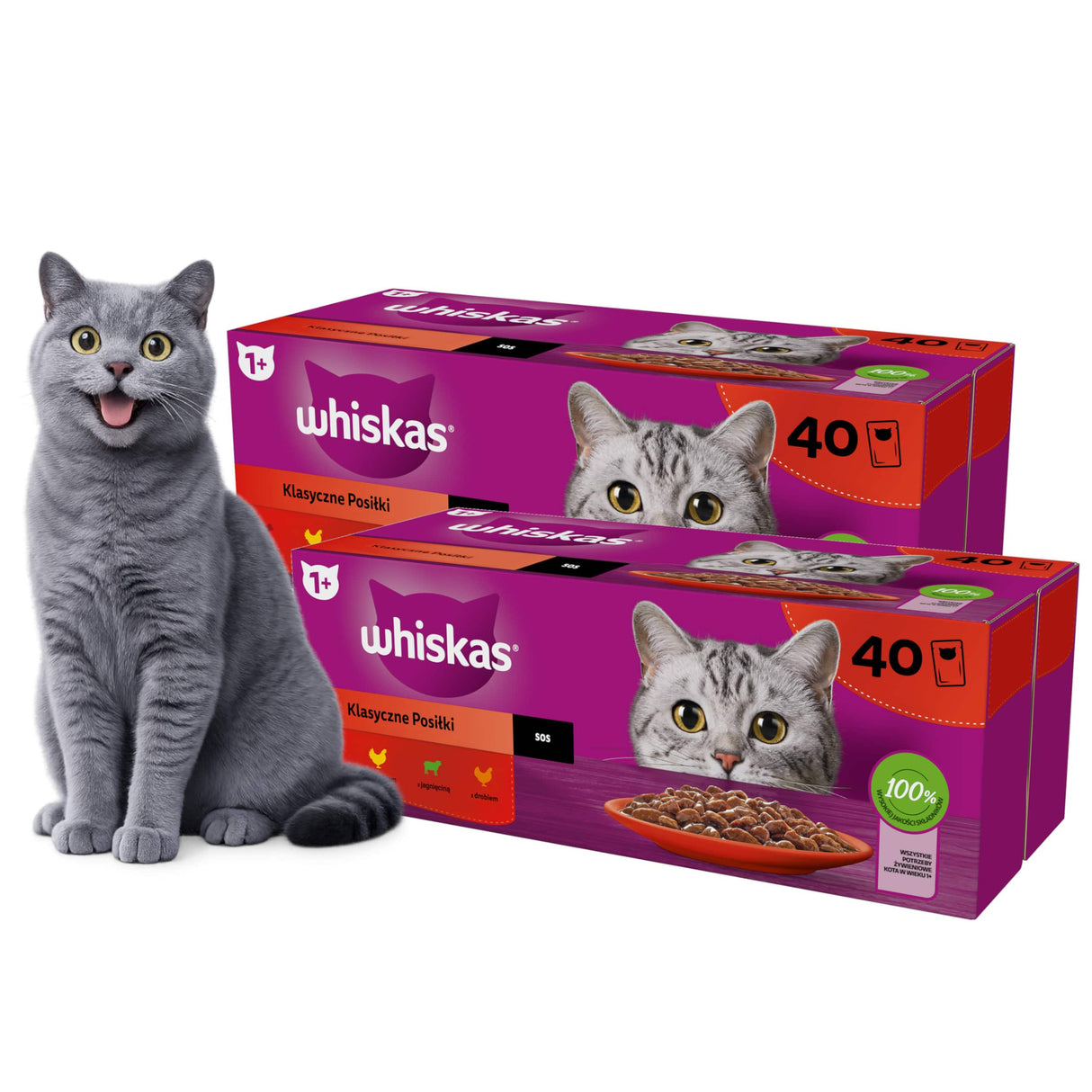 Produkt WHISKAS 2x Karma mokra dla kota WHISKAS Klasyczne przysmaki w sosie Mix 40x85 g K_038637_2