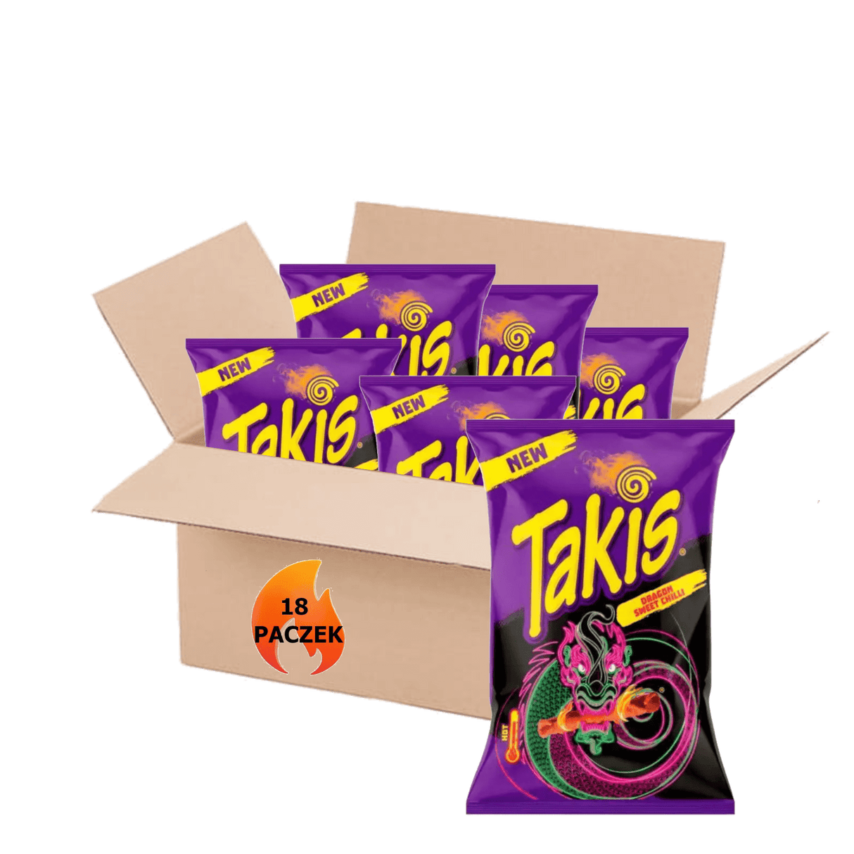 Produkt TAKIS Chipsy 18x Chipsy kukurydziane Tortilla TAKIS Dragon Sweet Chilli 100g K_002610_18