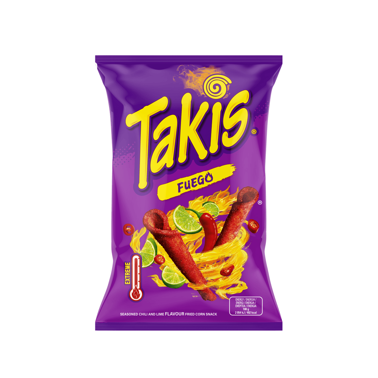 Produkt TAKIS Chrupki Chipsy kukurydziane TAKIS Fuego o smaku papryki chili i limonki 100 g 037606