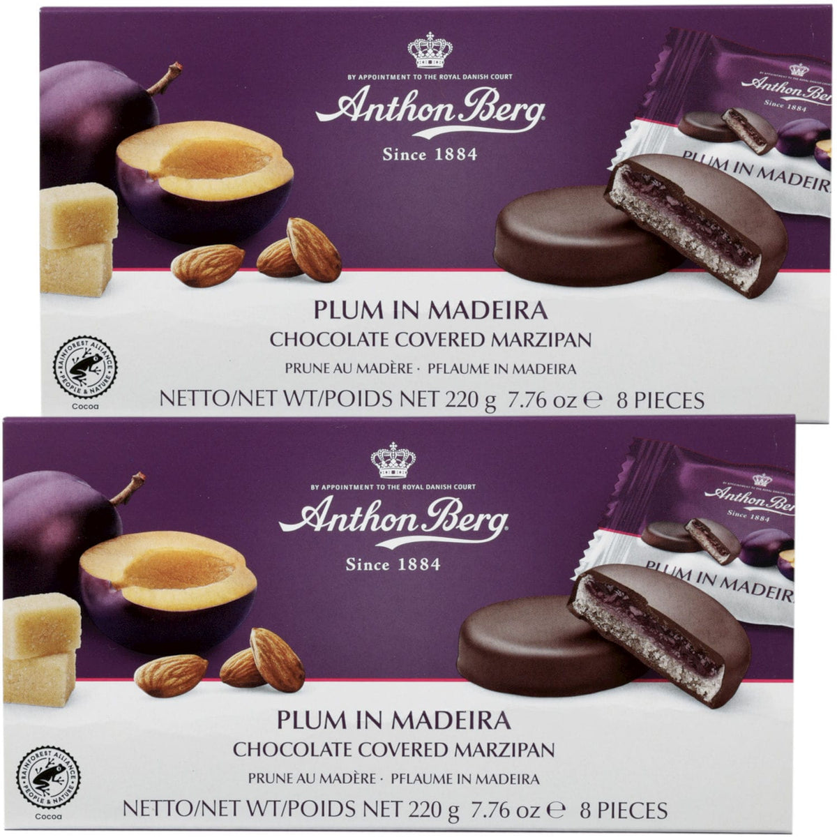 Produkt ANTHON BERG Czekolada 2x Owoce w czekoladzie z alkoholem i marcepanem Anthon Berg Plum in Madeira 220g K_004172_2