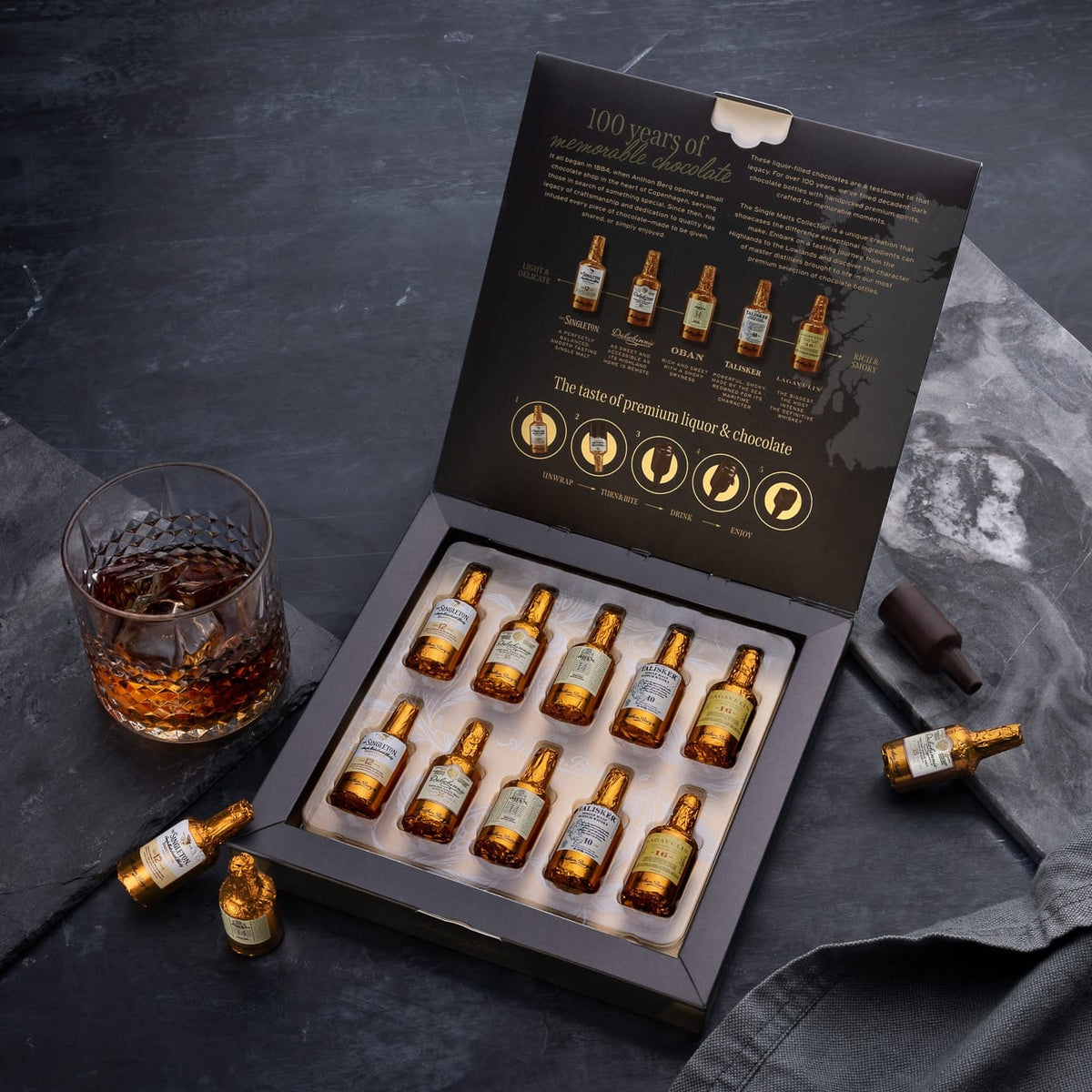 Produkt ANTHON BERG Czekolada 6x Czekoladki buteleczki z alkoholem Anthon Berg 10 szt 156g Z10066