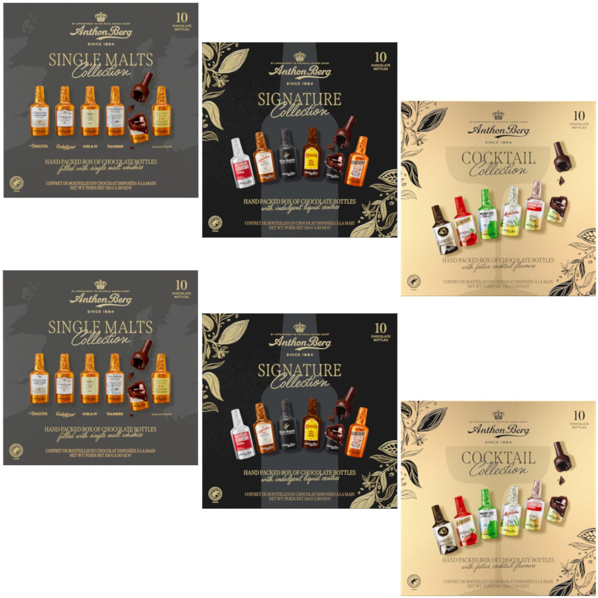 Produkt ANTHON BERG Czekolada 6x Czekoladki buteleczki z alkoholem Anthon Berg 10 szt 156g Z10066