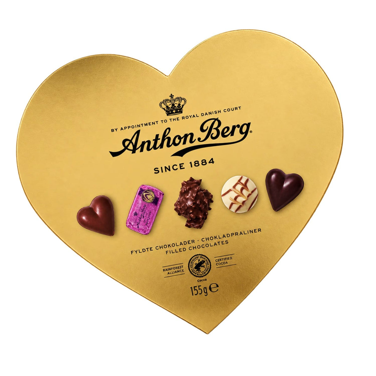 Produkt ANTHON BERG Czekolada Bombonierka Anthon Berg Heart Shaped Gold Box czekoladki z nadzieniem 155g 006656