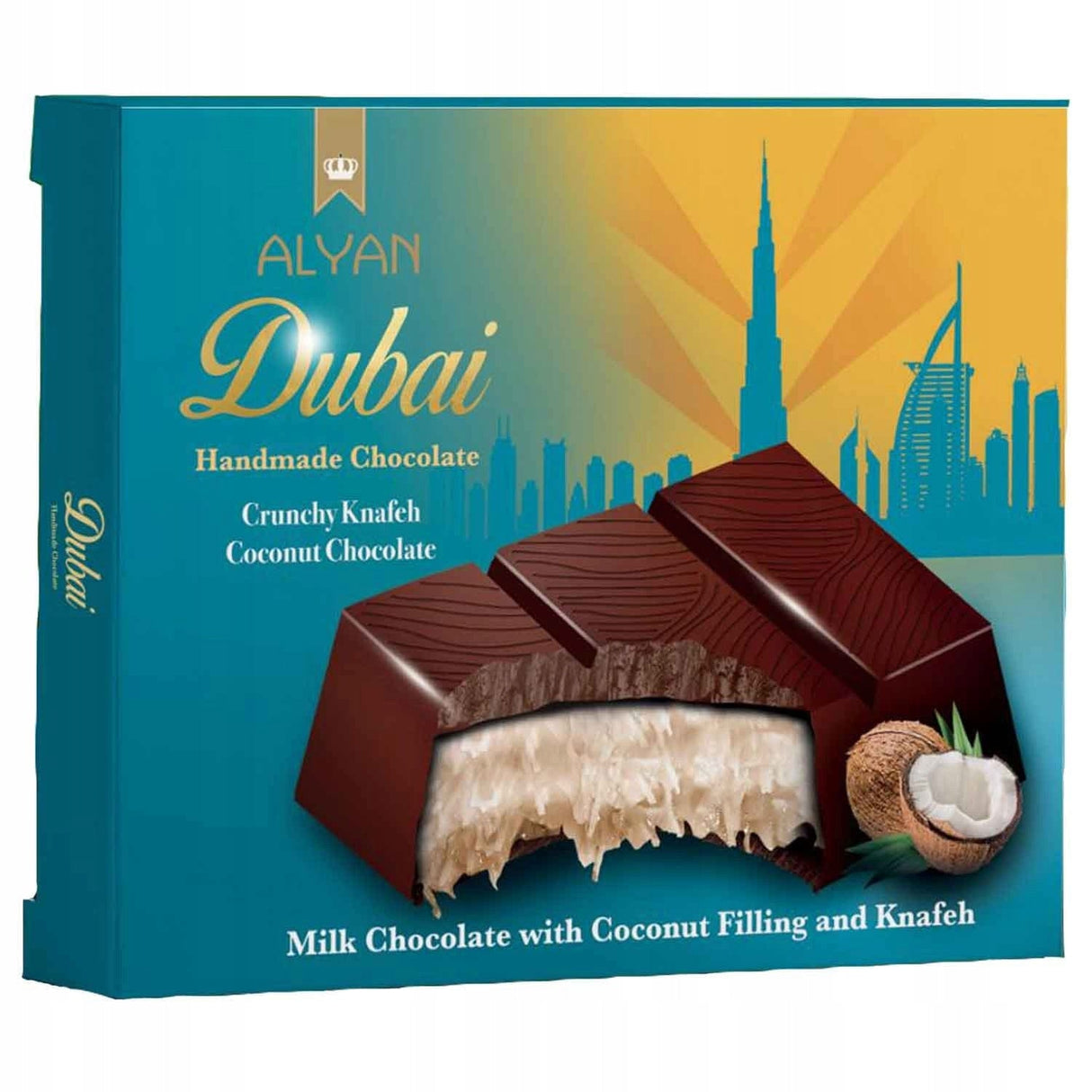 Produkt ALYAN Czekolada Czekolada dubajska ALYAN Dubai Mleczna z nadzieniem kokosowym 100g 002915