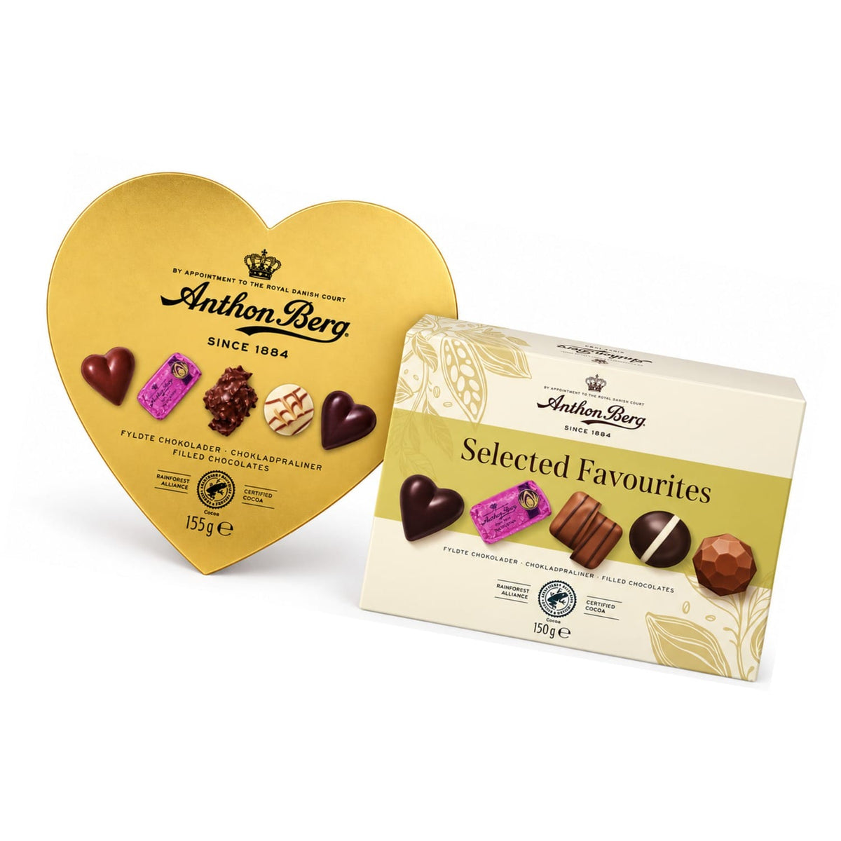 Produkt ANTHON BERG Czekolada Zestaw pralin Anthon Berg Selected Favourites 150g + Heart Shaped Gold Box 155g Z10074