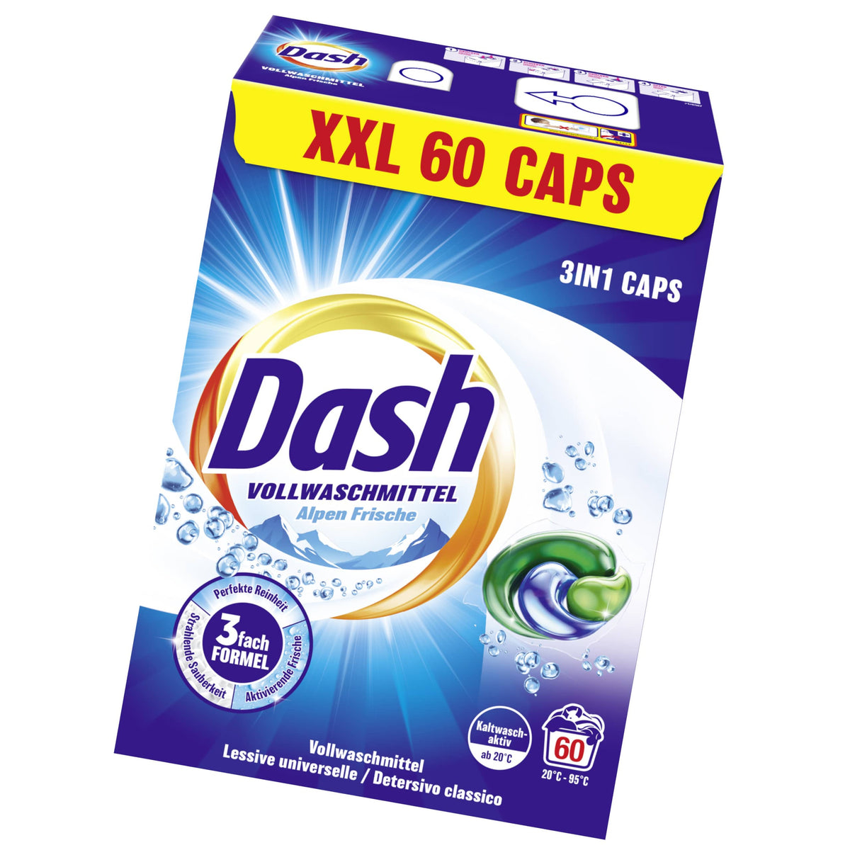 Produkt DASH Kapsułki do prania DASH Alpen Frische Heavy-Duty 3in1 60szt 006378