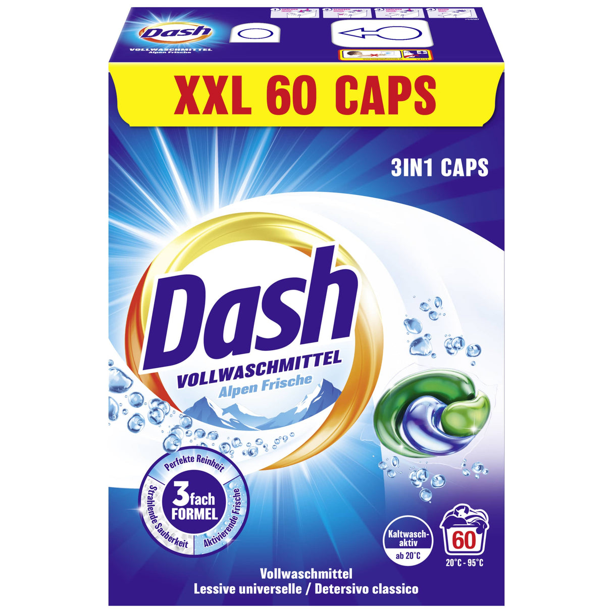 Produkt DASH Kapsułki do prania DASH Alpen Frische Heavy-Duty 3in1 60szt 006378