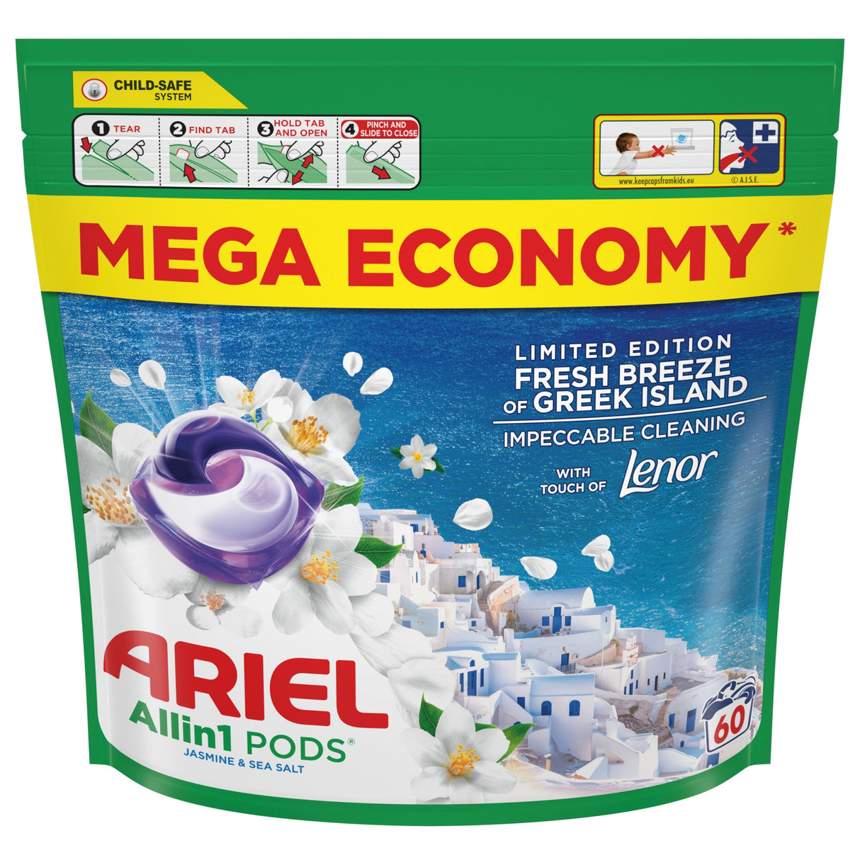 Produkt ARIEL Kapsułki do prania Kapsułki do prania ARIEL Pods Fresh Breeze of Greek Island uniwersalne 60szt 004417