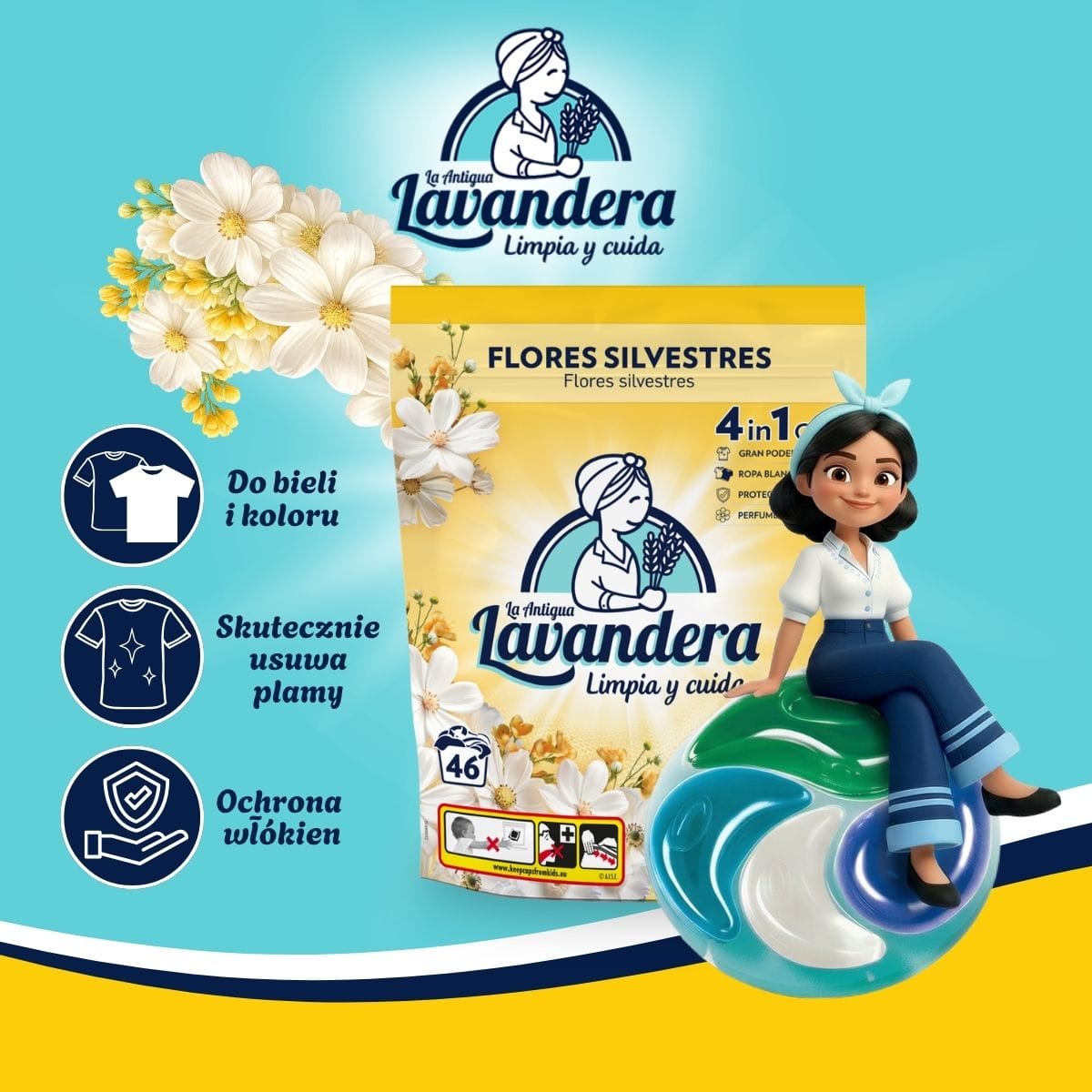 Produkt LAVANDERA Kapsułki do prania Kapsułki do prania LAVANDERA Flores Silvestres Kwiaty Polne 46x22g 003896