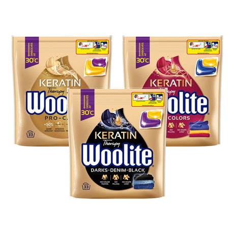 Produkt WOOLITE Kapsułki do prania Kapsułki do prania WOOLITE Keratin Therapy MIX 3x 33szt Z00586
