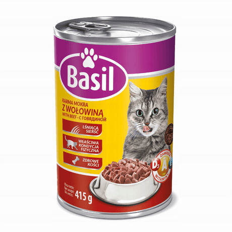 Produkt BASIL Karma mokra dla kota BASIL z wołowiną puszka 415 g 003636