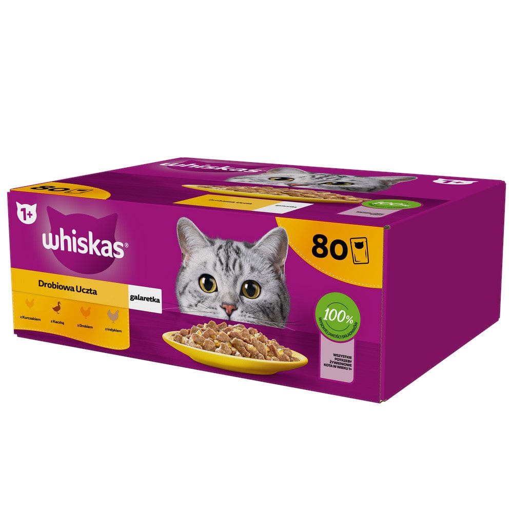 Produkt WHISKAS Karma mokra dla kota WHISKAS Drób w sosie Galaretka Mix 80x85g 003309