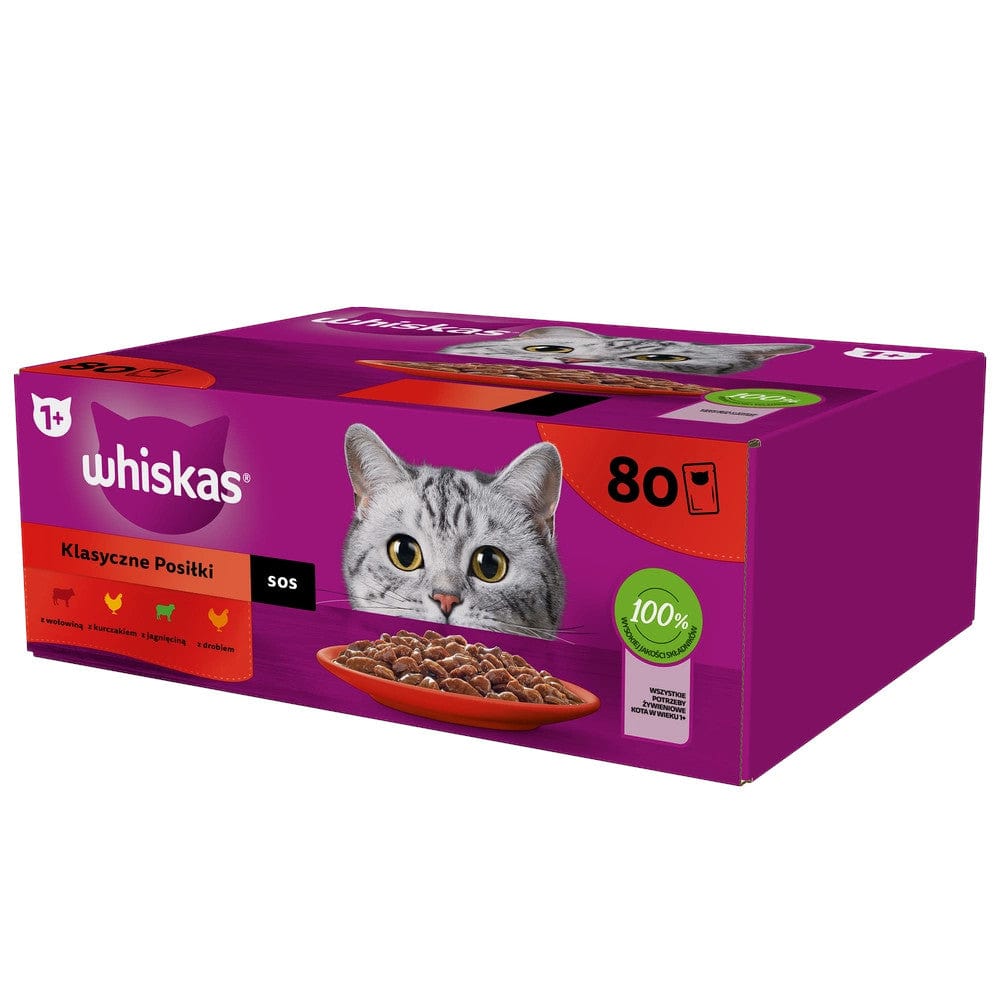 Produkt WHISKAS Karma mokra dla kota WHISKAS Klasyczne przysmaki w sosie Mix 80x85g 003311