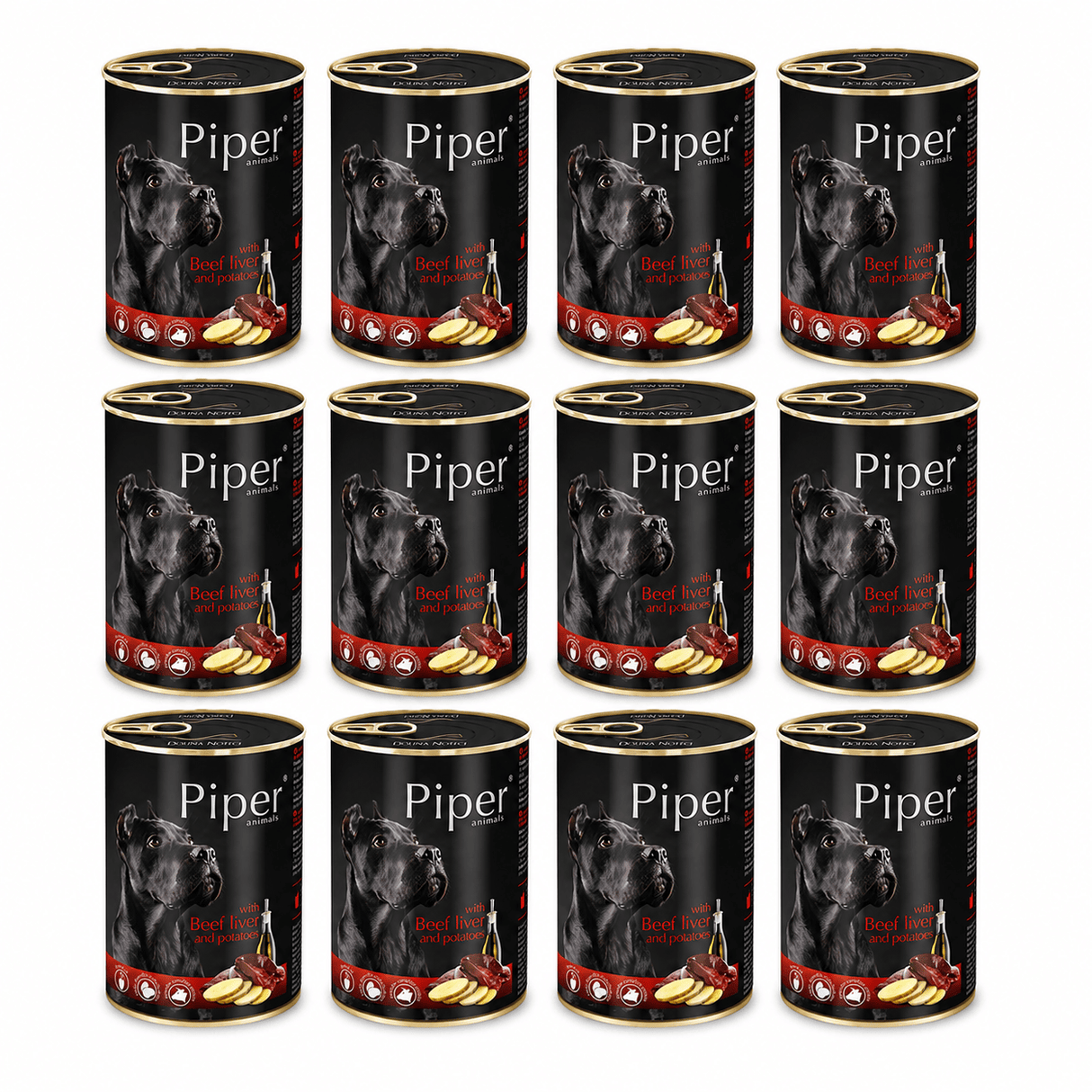 Produkt bd24.pl Karma mokra dla psa PIPER z wątróbką wołową i ziemniakami 12 x 400g K_053184_12