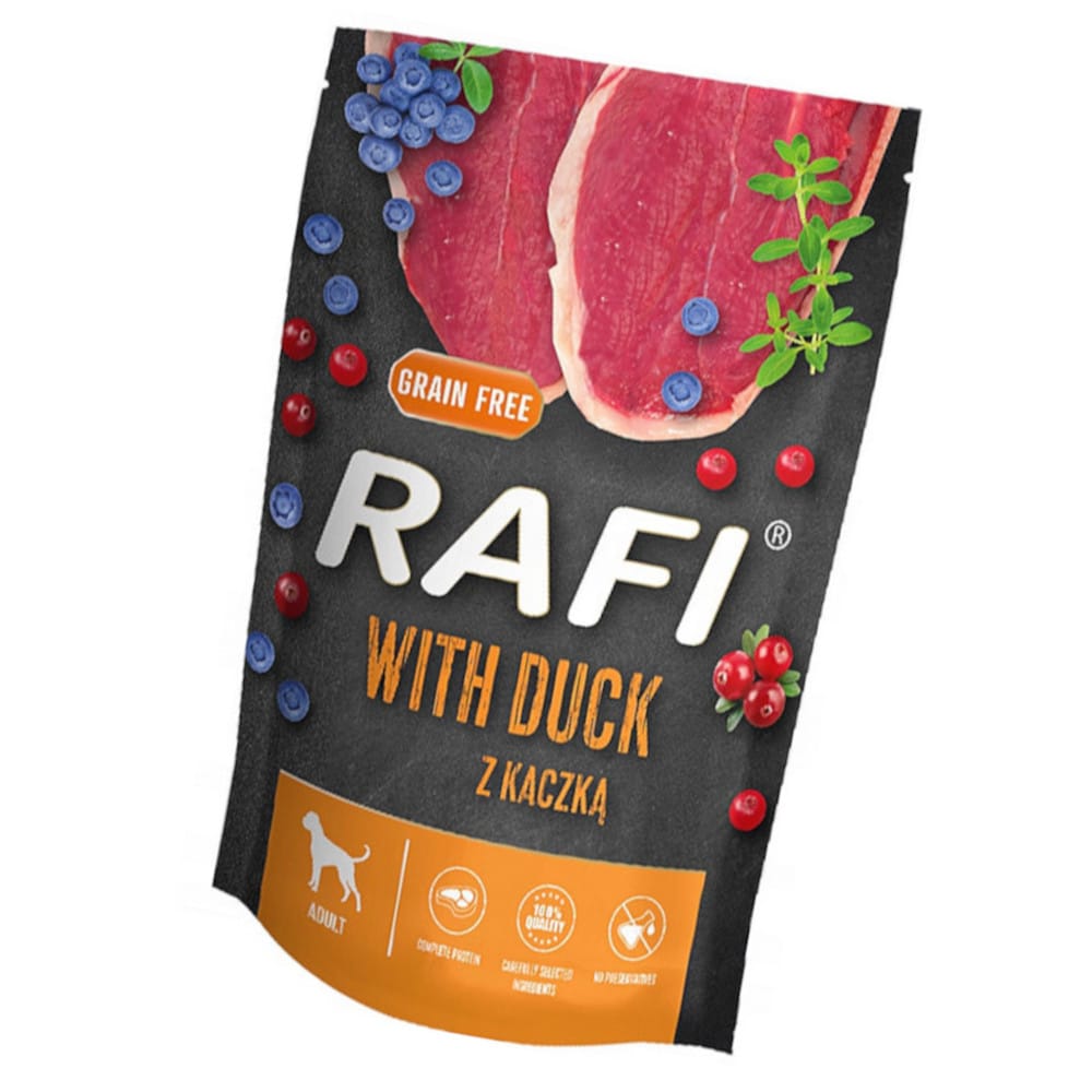 Produkt RAFI Karma mokra dla psa RAFI Z kaczką, borówką i żurawiną 500g 006309