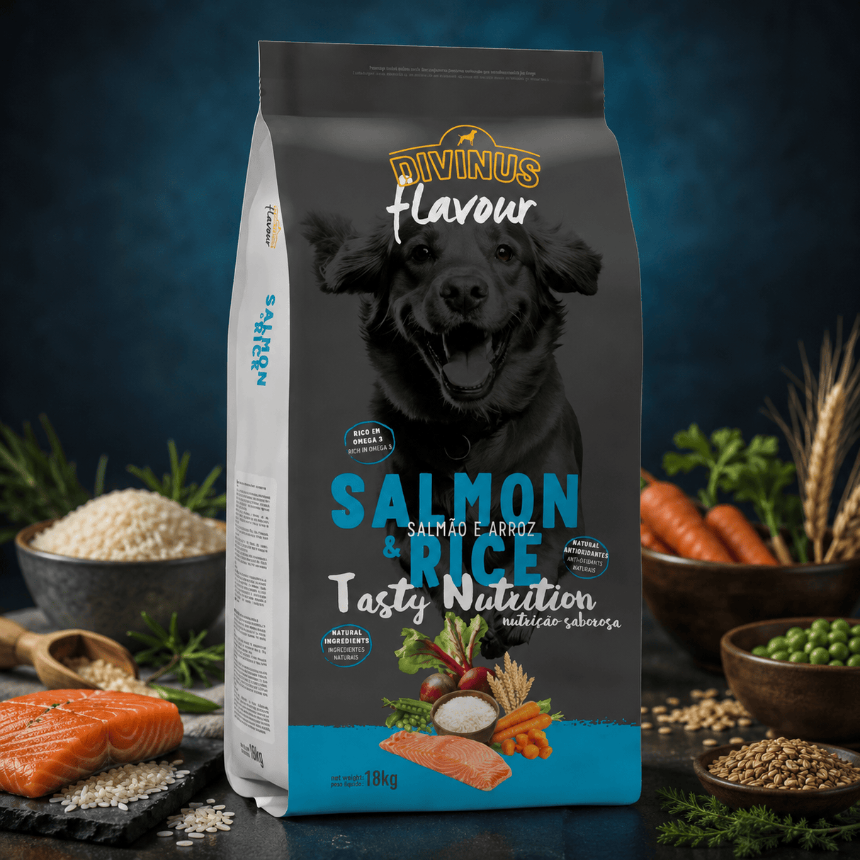 Produkt bd24.pl Karma sucha DIVINUS dla psów Łosoś z ryżem 18 kg 006184