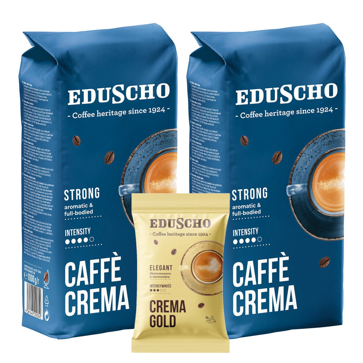 Produkt EDUSCHO Kawa ziarnista Kawa ziarnista EDUSCHO Caffe Crema Strong 2x1kg + GRATIS Crema Gold 100g Z00957