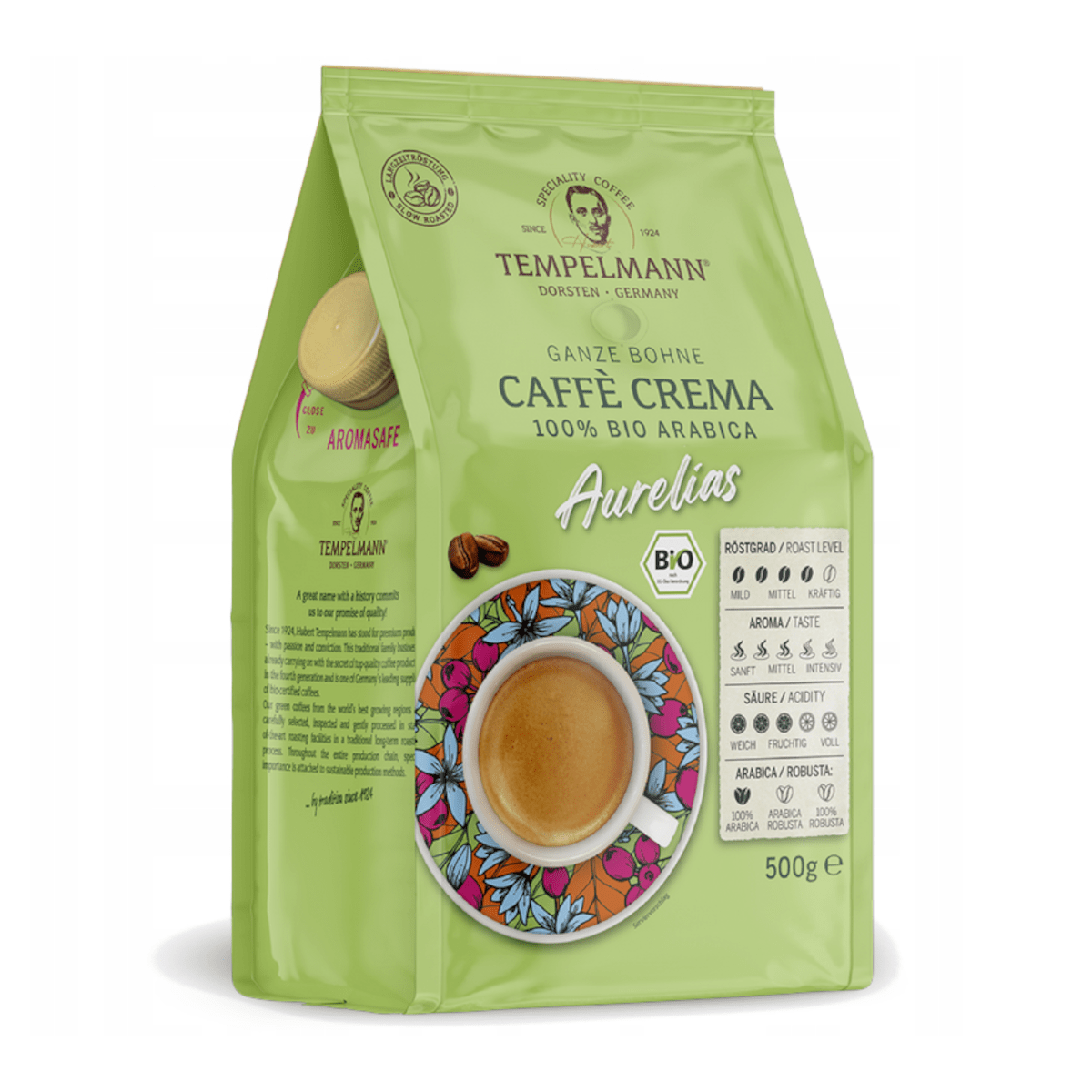 Produkt TEMPELMANN Kawa ziarnista Kawa ziarnista TEMPELMANN Aurelias Crema Bio 500g 052718