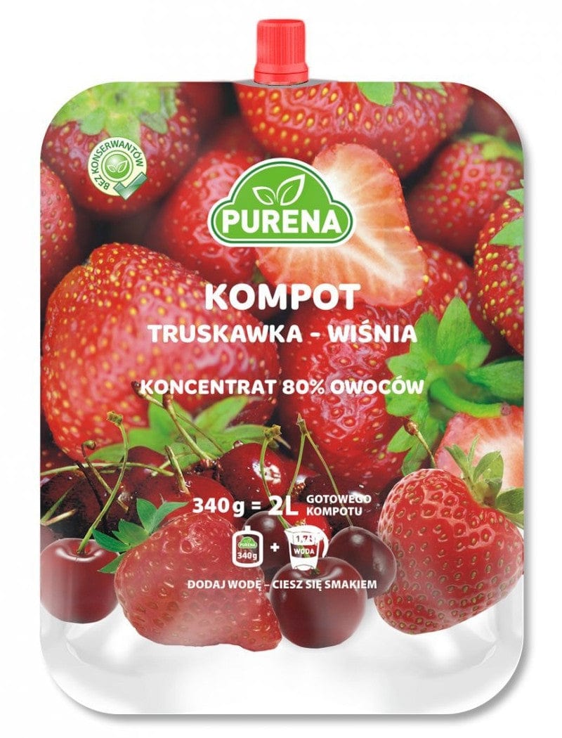 Produkt PURENA Kompot Kompot truskawka-wiśnia PURENA koncentrat na 2l 340g 002864
