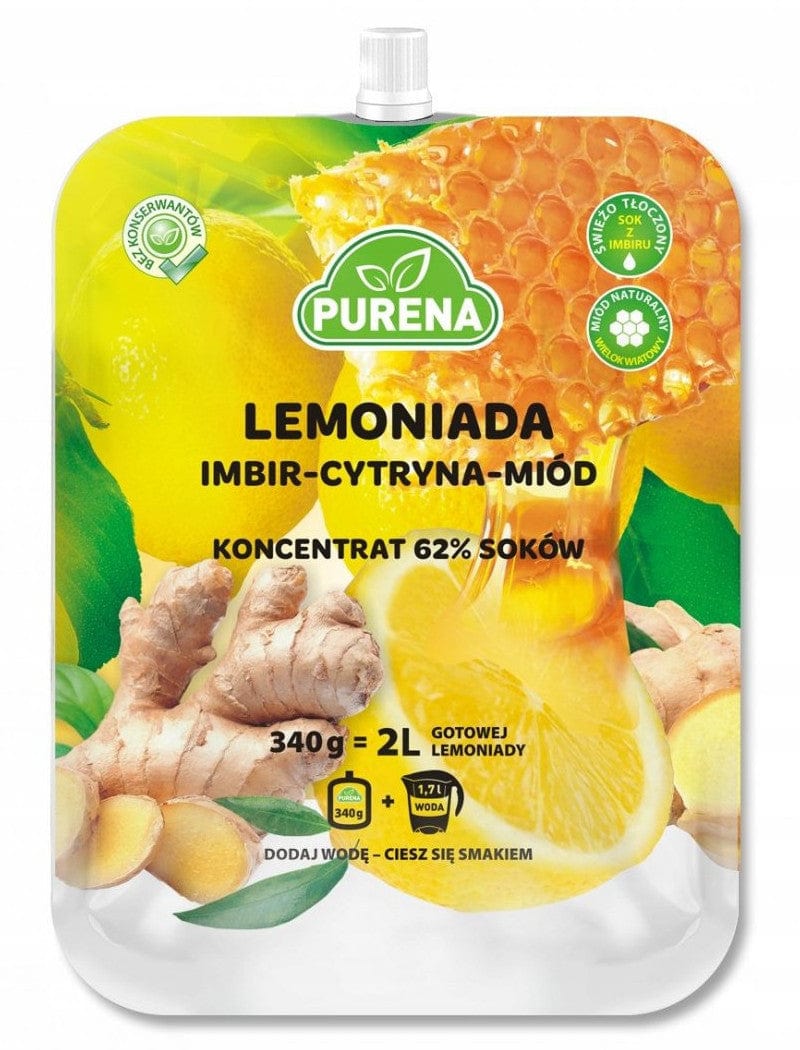 Produkt PURENA Lemoniada Lemoniada imbir-cytryna-miód PURENA koncentrat na 2l 340g 002863
