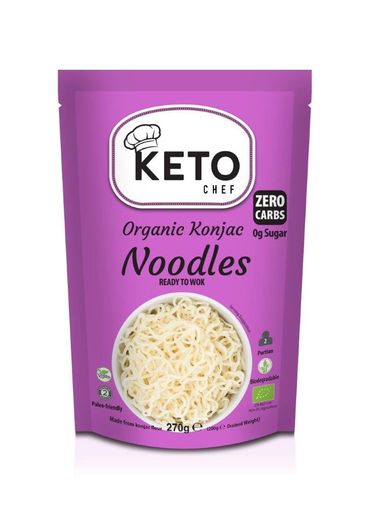 Produkt KETO CHEF Makaron KETO CHEF Makaron keto konjac typu noodle gotowy na woka bezglutenowy 270g Bio 5060691233441