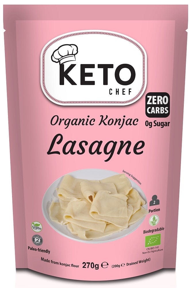 Produkt KETO CHEF Makaron KETO CHEF Makaron keto konjac typu noodle lasagne bezglutenowy 270g Bio 5060691233526