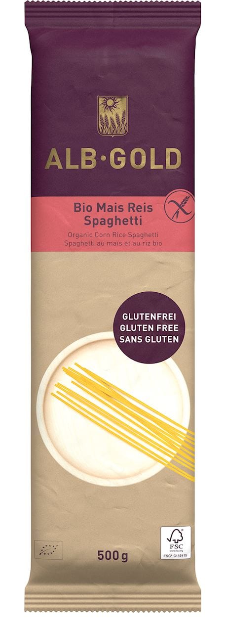 Produkt ALB-GOLD (makarony) MAKARON (KUKURYDZIANO - RYŻOWY) SPAGHETTI BEZGLUTENOWY BIO 500 g - ALB GOLD 4018722344728