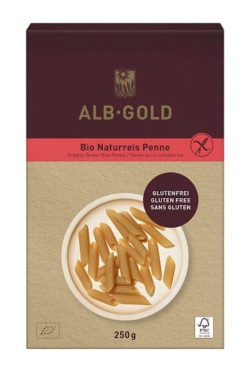 Produkt ALB-GOLD (makarony) MAKARON (RYŻOWY RAZOWY) PENNE BEZGLUTENOWY BIO 250 g - ALB GOLD 4018722344353
