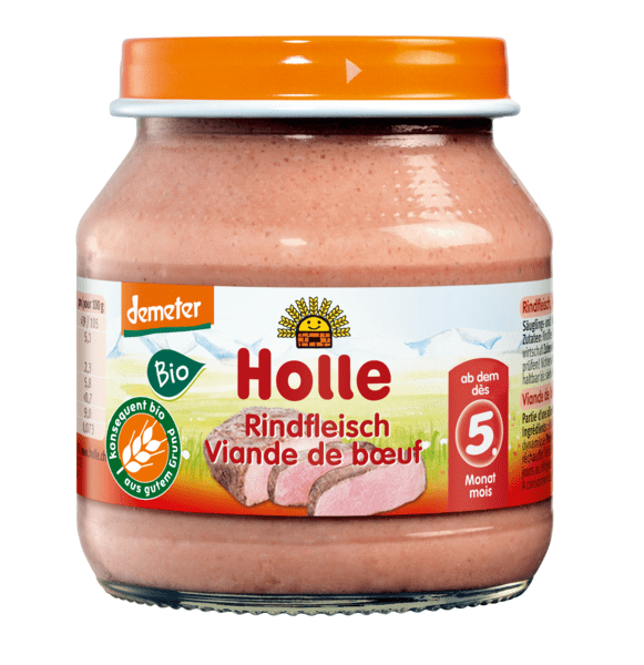 Produkt HOLLE (żywność dla niemowląt) MIĘSO WOŁOWINA BEZ DODATKU CUKRÓW BEZGLUTENOWE OD 5 MIESIĄCA DEMETER BIO 125 g (SŁOIK) - HOLLE 7640104956273