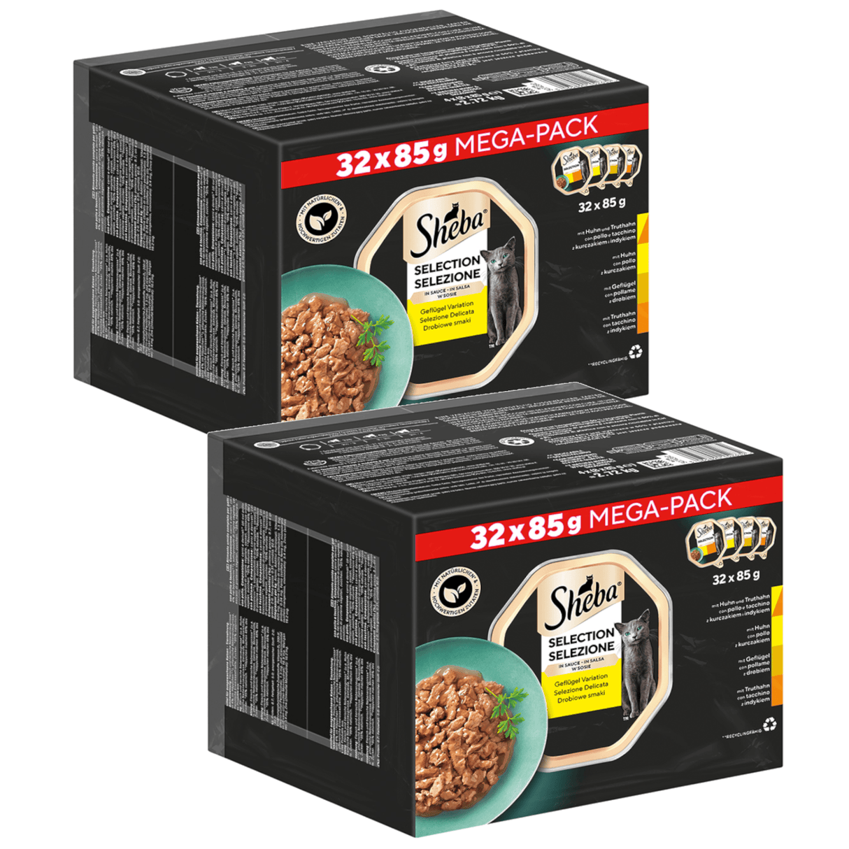 Produkt SHEBA Mokra karma dla kota 3x Mokra karma dla kota SHEBA Mega Pack Drobiowy Tacka 32x85g K_003860_3