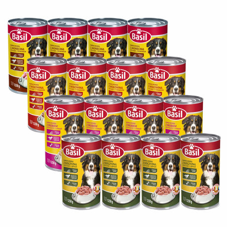 Produkt BASIL Mokra karma dla psa Karma mokra dla psa BASIL MIX smaków w puszce 16x 1250g Z00666