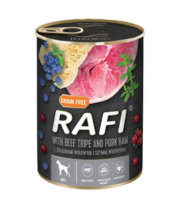 Produkt RAFI Mokra karma dla psa Karma mokra dla psa RAFI Mix z borówką i żurawiną 24x 400g Z00981