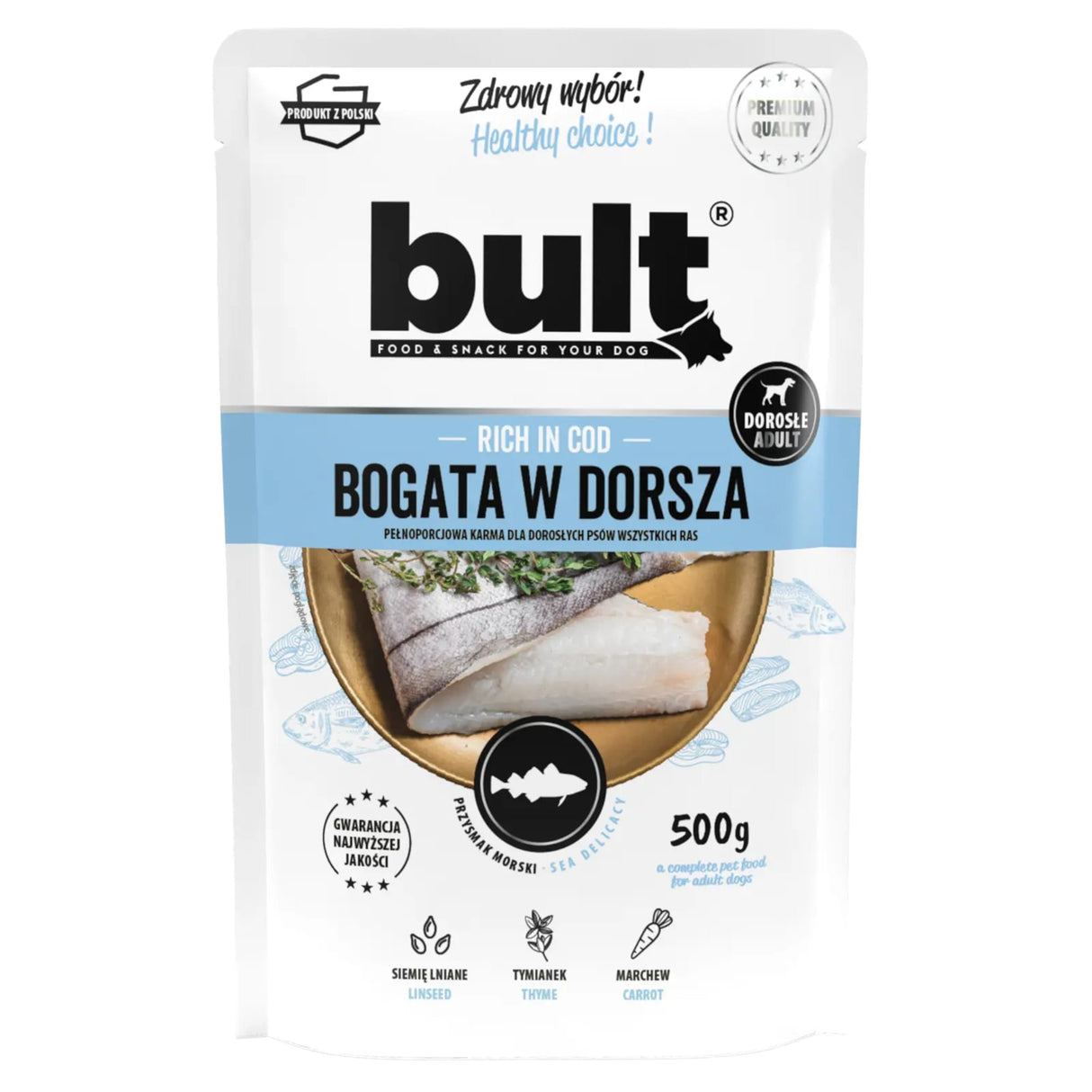 Produkt BULT Mokra karma dla psa Saszetka dla psa BULT bogata w dorsza 500g 005667