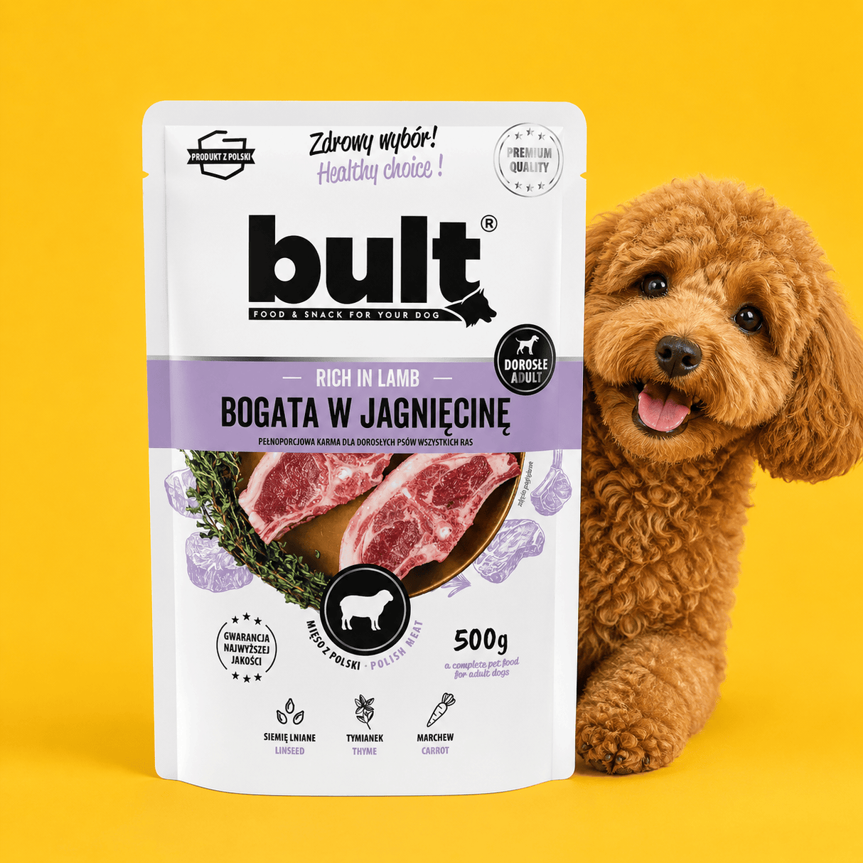 Produkt BULT Mokra karma dla psa Saszetka dla psa BULT bogata w jagnięcienę 500g 005670