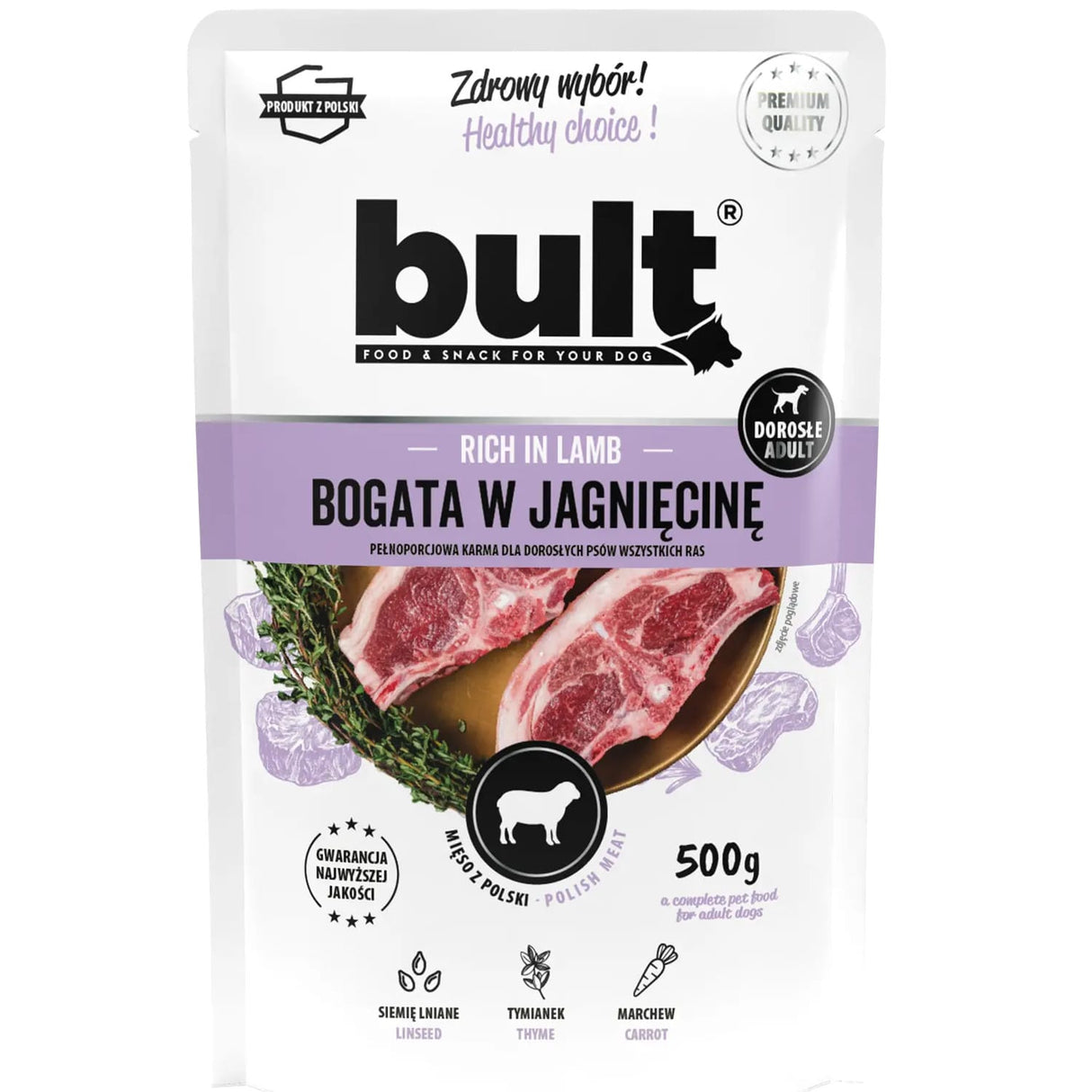 Produkt BULT Mokra karma dla psa Saszetka dla psa BULT bogata w jagnięcienę 500g 005670