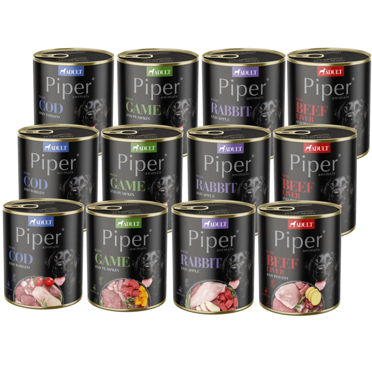 Produkt PIPER Mokra karma dla psa Zestaw Karma mokra dla psa PIPER MIX smaków 12x 800g Z00978