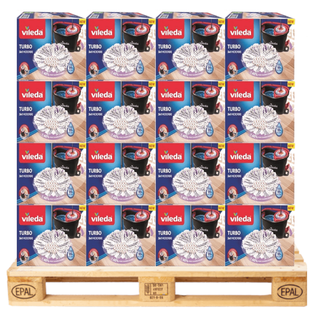 Produkt VILEDA Mopy i wkłady Zestaw Mop obrotowy + wiadro + drążek VILEDA Turbo 3w1 mikrofibra Paleta 42 sztuki K_037755_42