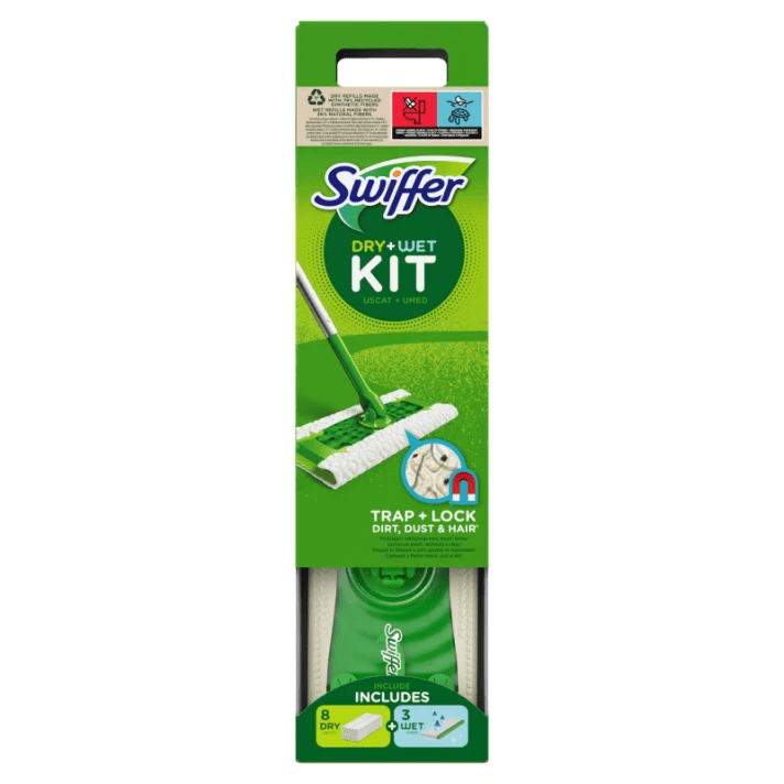 Produkt SWIFFER Mopy i wkłady Zestaw startowy SWIFFER XXL Mop + 8 suchych chusteczek + 3 mokre chusteczki 003401