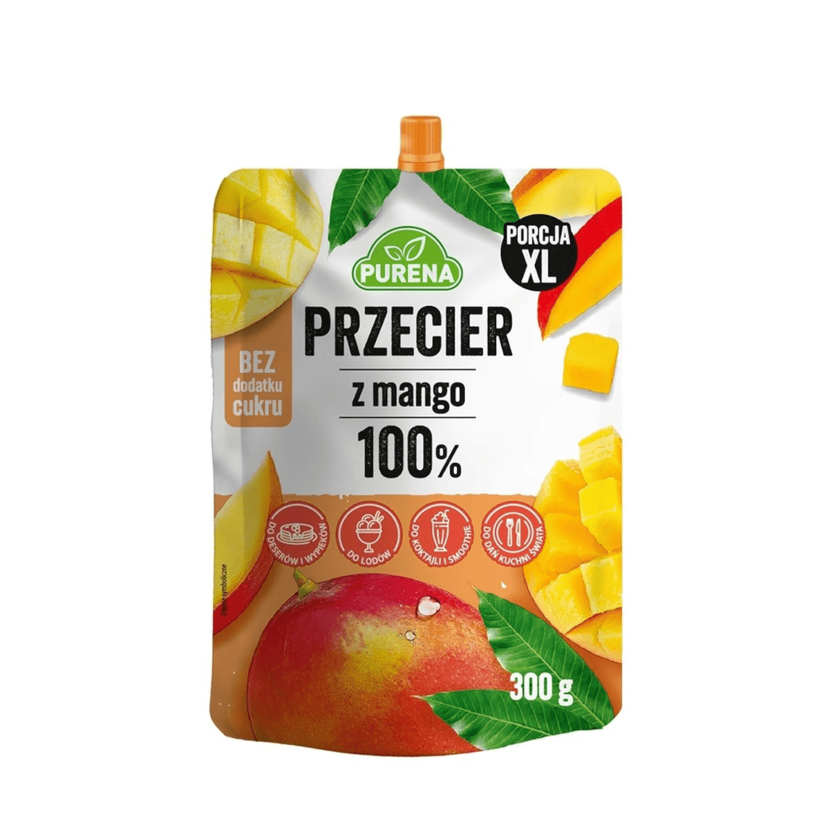 Produkt PURENA Mus owocowy Przecier pulpa z mango 100% PURENA Mus owocowy 300g 002876