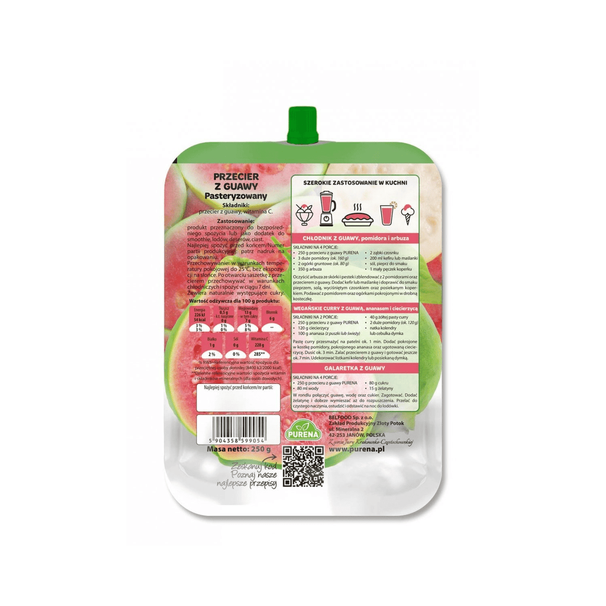 Produkt PURENA Mus owocowy Przecier z guawy 100% PURENA Mus owocowy 250g 002880