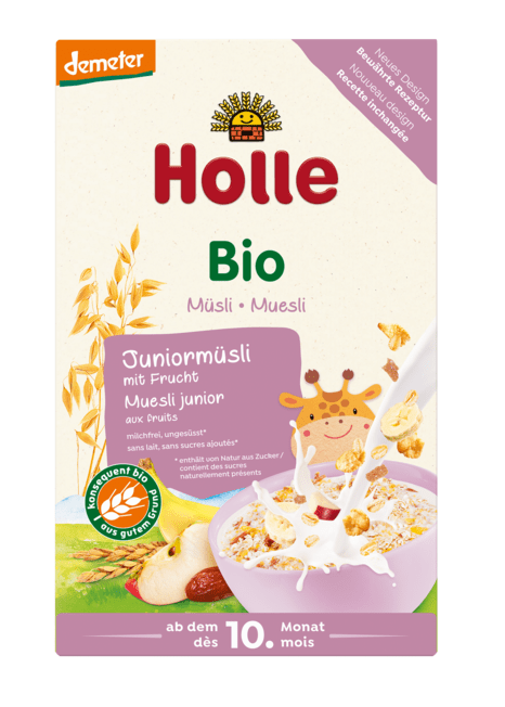 Produkt HOLLE (żywność dla niemowląt) MUSLI JUNIOR Z OWOCAMI OD 10 MIESIĄCA DEMETER BIO 250 g - HOLLE 7640161872301