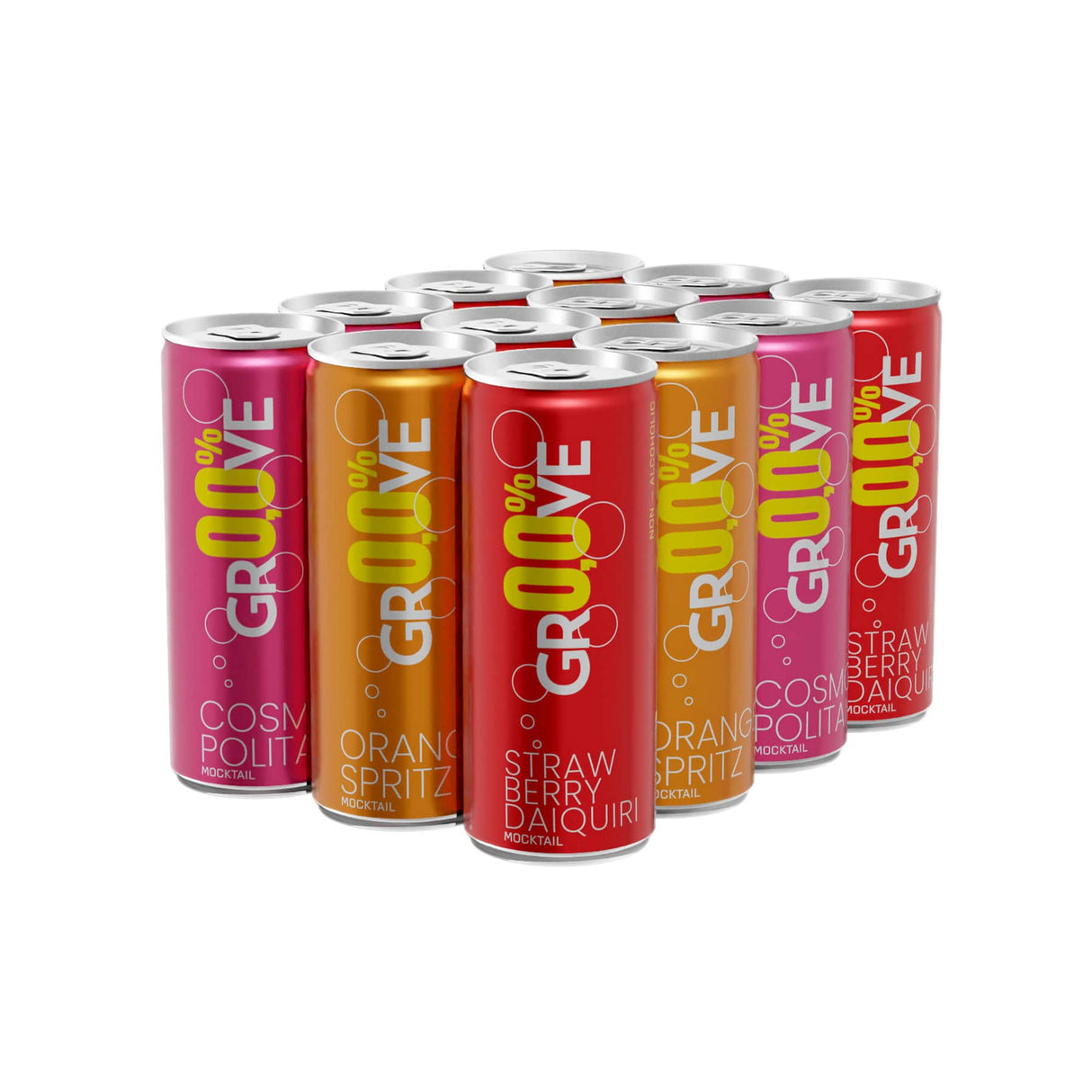Produkt GROOVE Napój bezalkoholowy GROOVE Orange Spritz Strawberry Cosmopolitan MIX Mocktail koktajl drink 12x 250ml Z01034