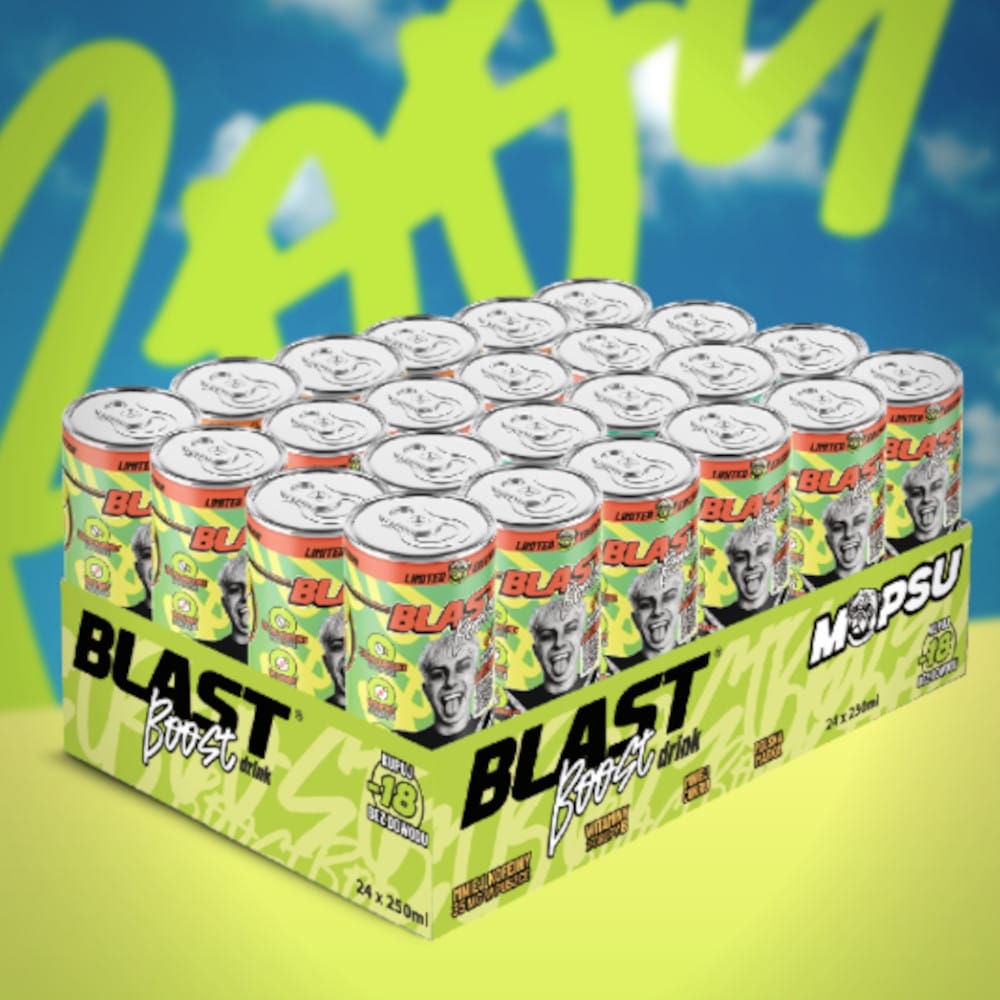 Produkt ENERGY BLAST Napoje energetyczne 24x Napój gazowany z kofeiną BLAST Boost Kiwi 250ml K_005270_24